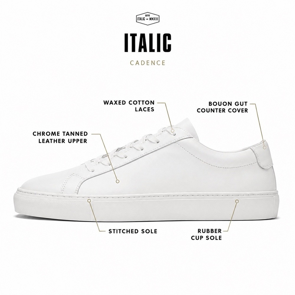Italic White Italian Leather Sneakers Portugal Unisex M8/W10 New